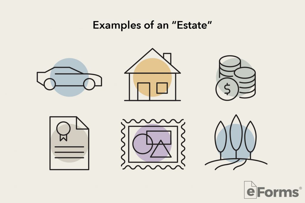 Car, House, Cash, Deeds, Land, examples of an Estate
