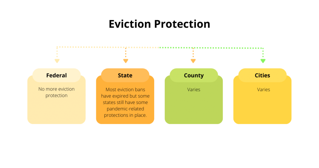 Levels of government with details on Eviction Protection 