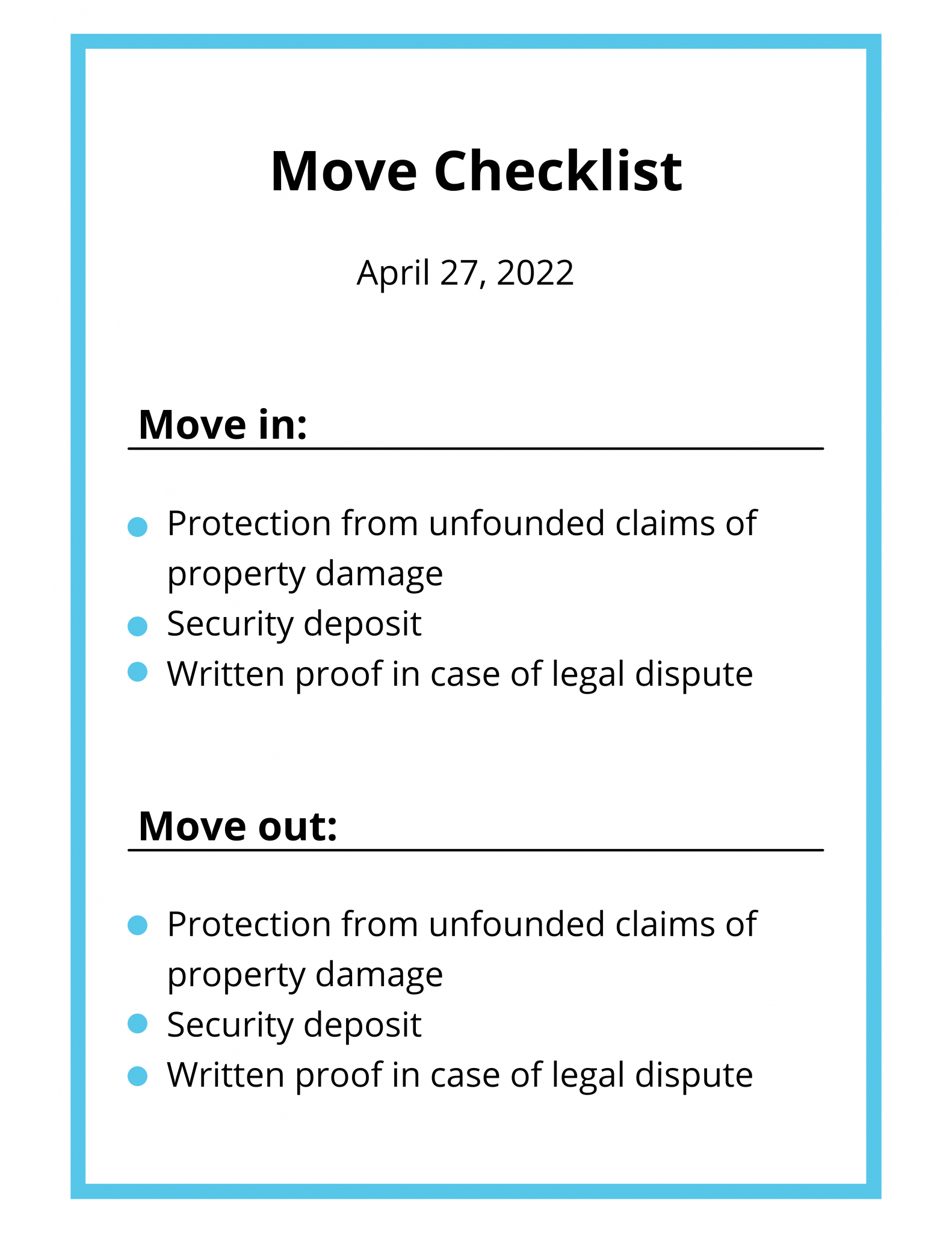 Move-in/Move-out Checklists  eForms Learn