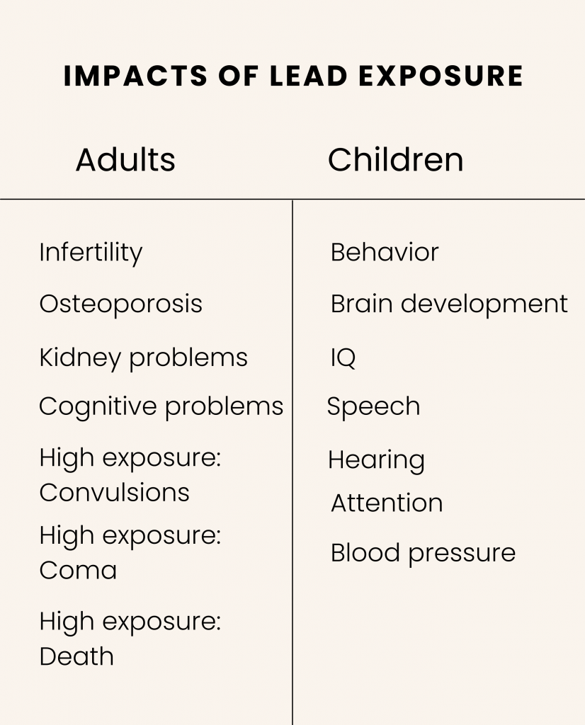 Impacts of lead exposure on Adults and Children