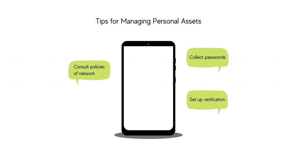 Phone showing tips on how to manage personal assets 